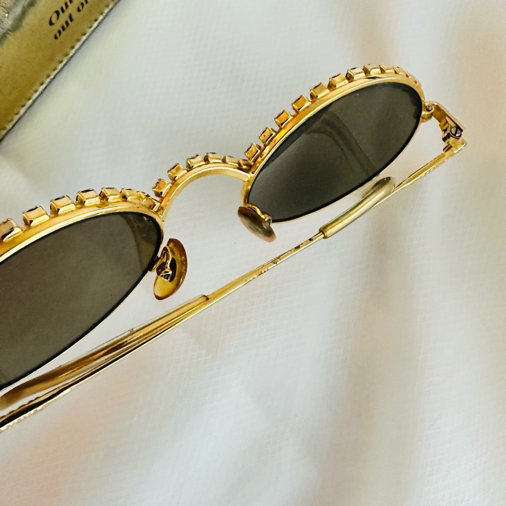 Rare Moschino Vintage Gold Round Rhinestone Sunglasses - Vintage Glam - Picture 13 of 13